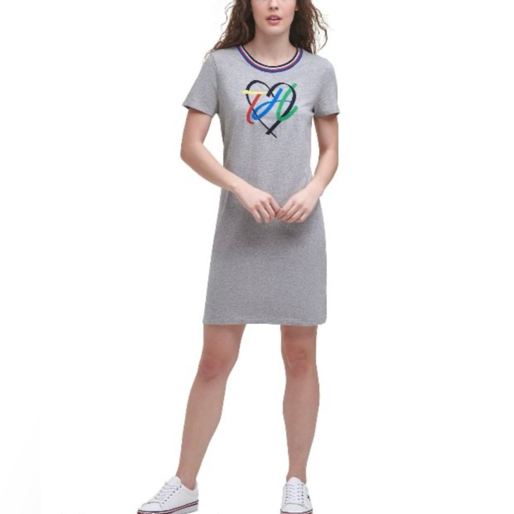 Tommy Hilfiger T-Shirt Dress with Colorful Heart Logo